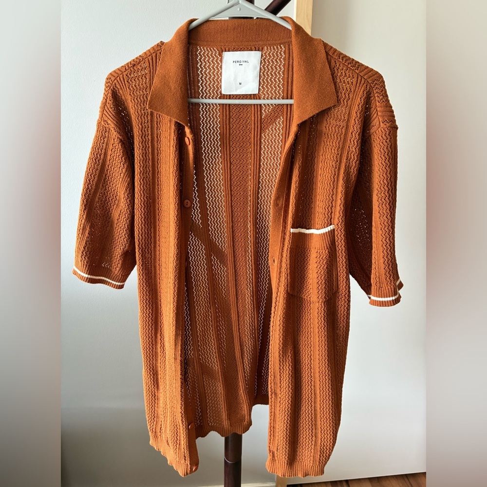 Percival Rust Kudo Knit Sweater Polo